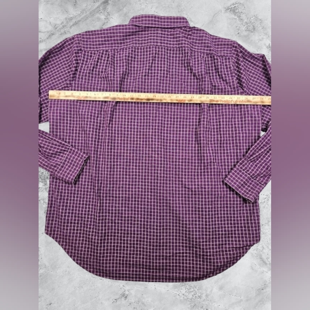 Polo by Ralph‎ Lauren Men's 2XL Big Purple Checkered Button Up Dress Shirt - Picture 5 of 8